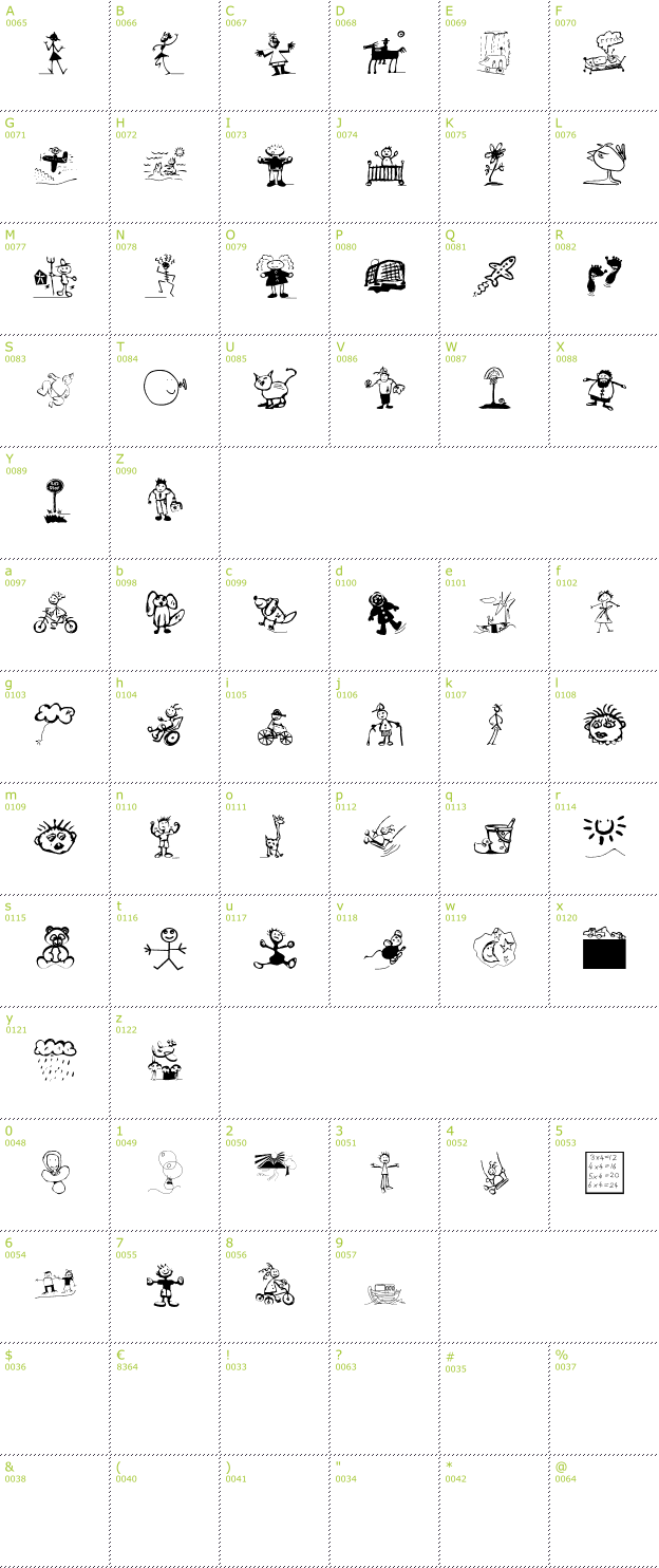 Character Mini-Map: For Kids font