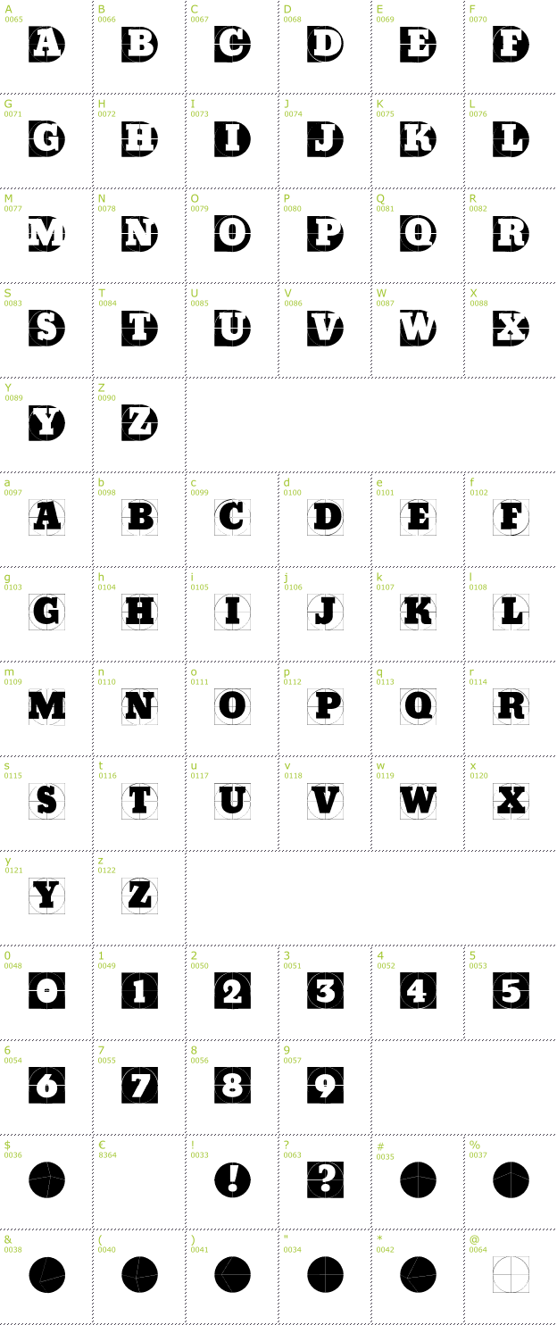 Character Mini-Map: Grid Concrete font