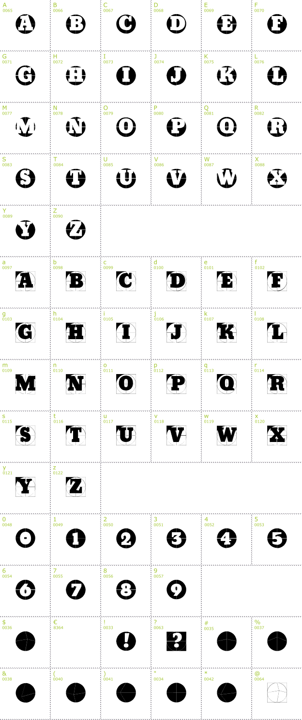 Character Mini-Map: Grid Concrete Logoable font