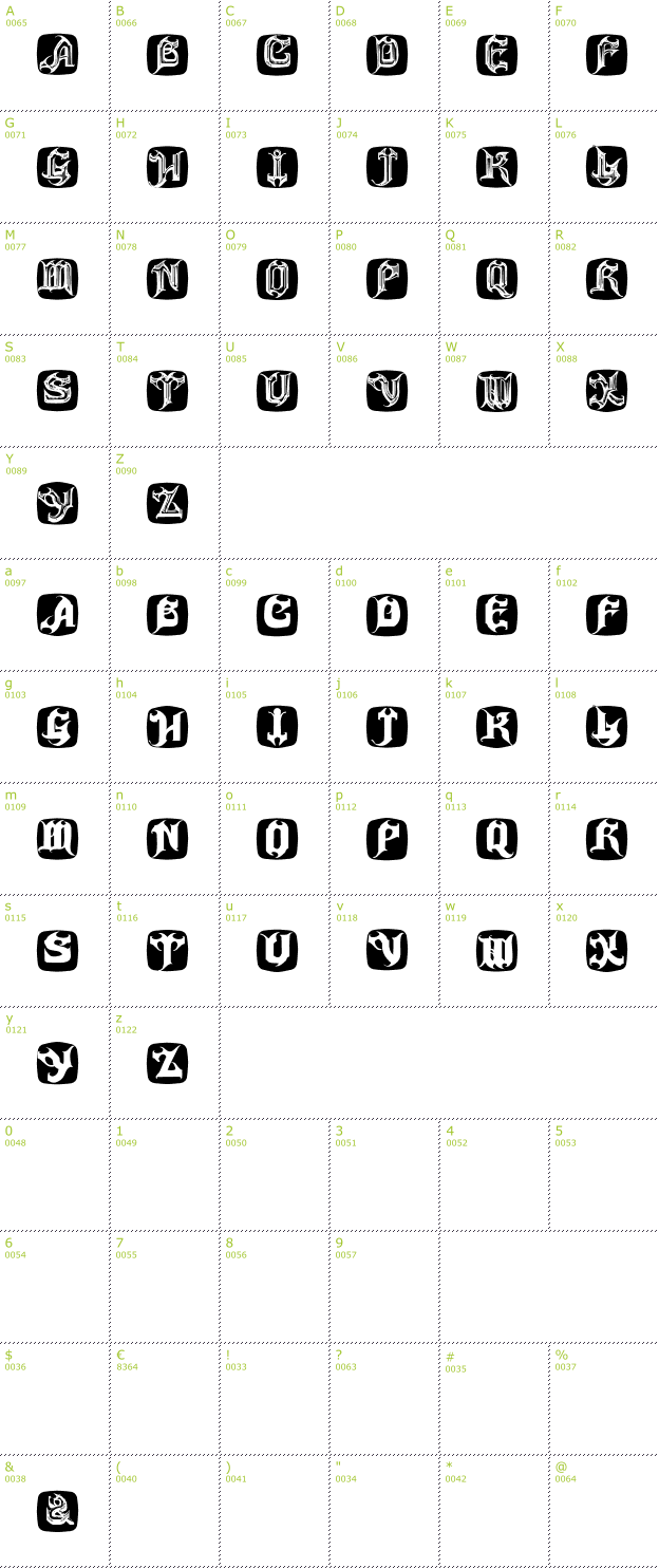 Character Mini-Map: Haunted Bricks font