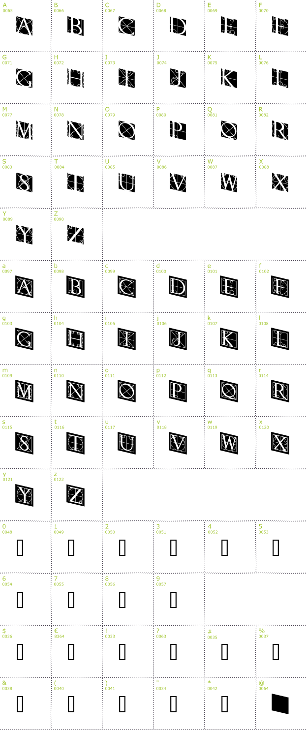 Character Mini-Map: Rodgauer Three font