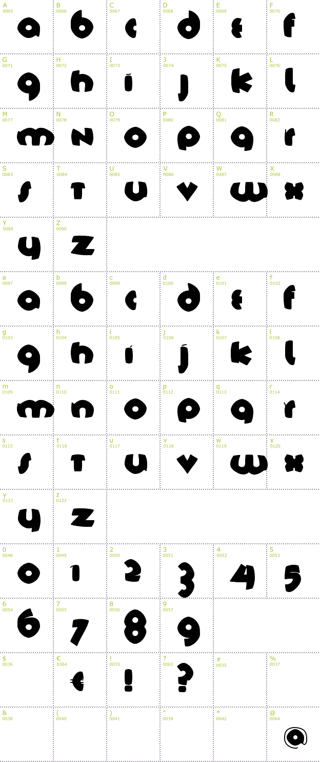 Character Mini-Map: Tschich FS Black font