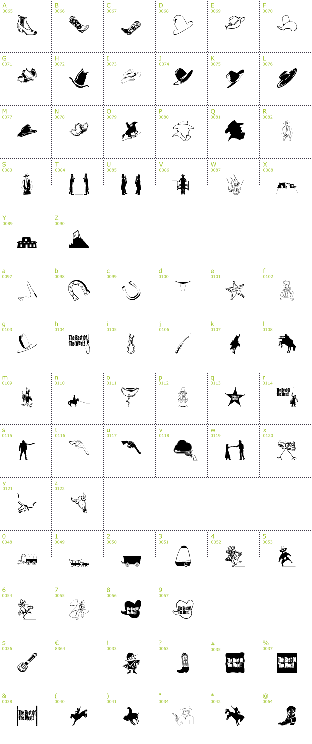Character Mini-Map: We Love Americas Wisdom font