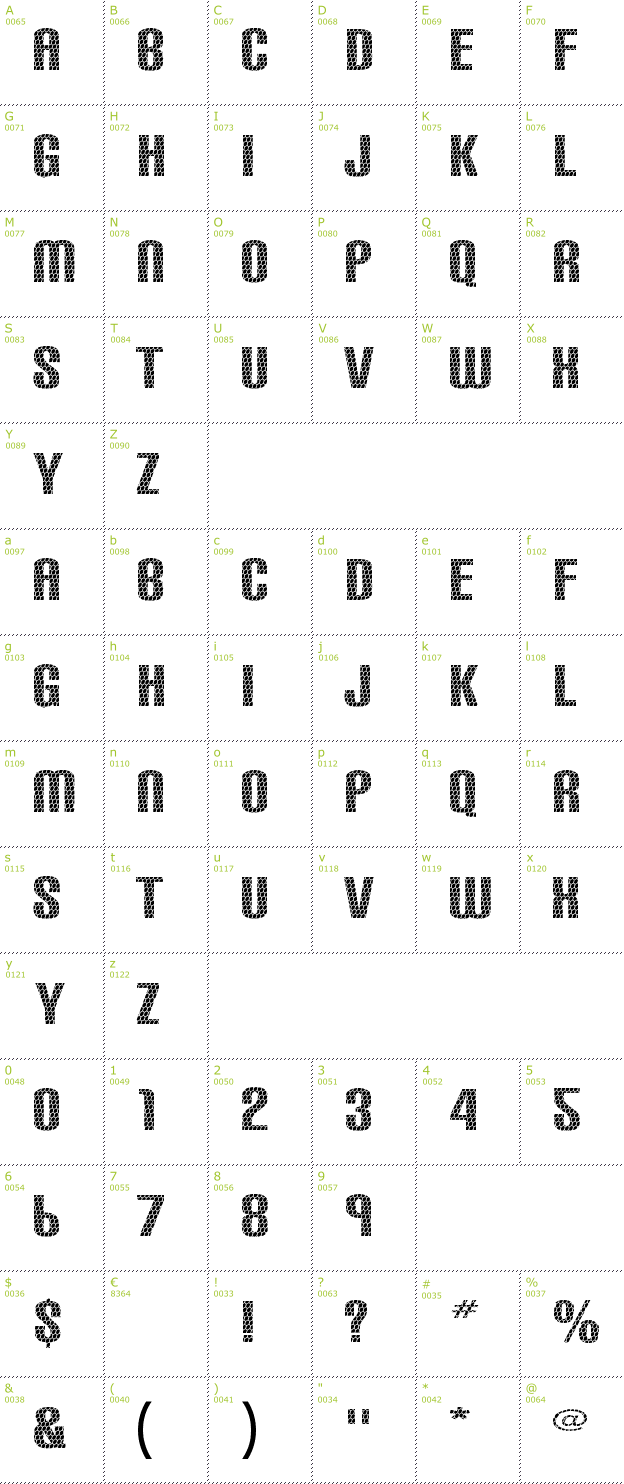 Character Mini-Map: Carbon Phyber font