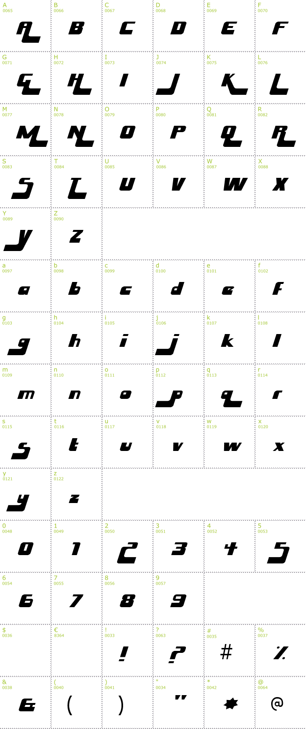 Character Mini-Map: Husky Stash font