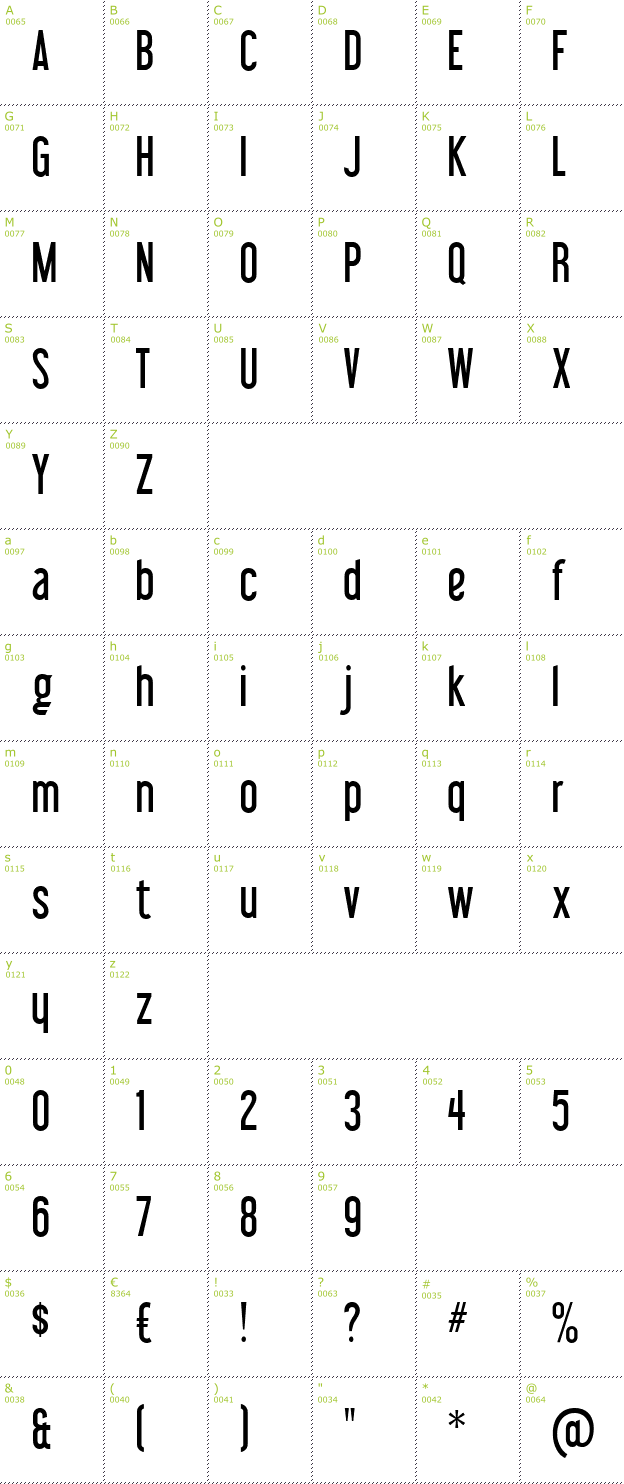 Character Mini-Map: Libel Suit font