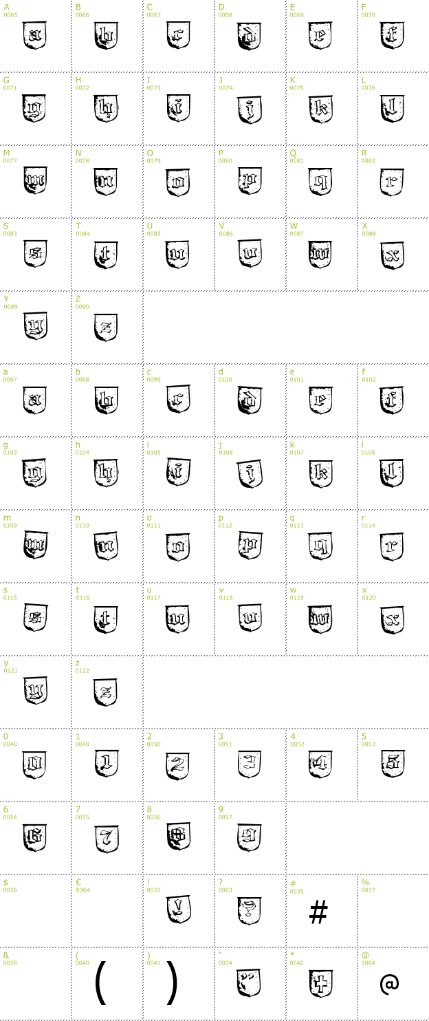 Character Mini-Map: Troll Bait font