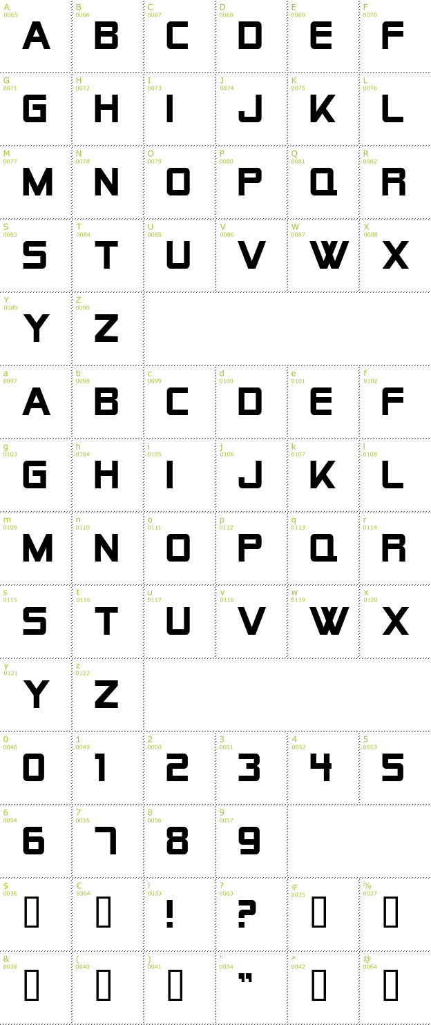Character Mini-Map: Alien Encounters Solid font