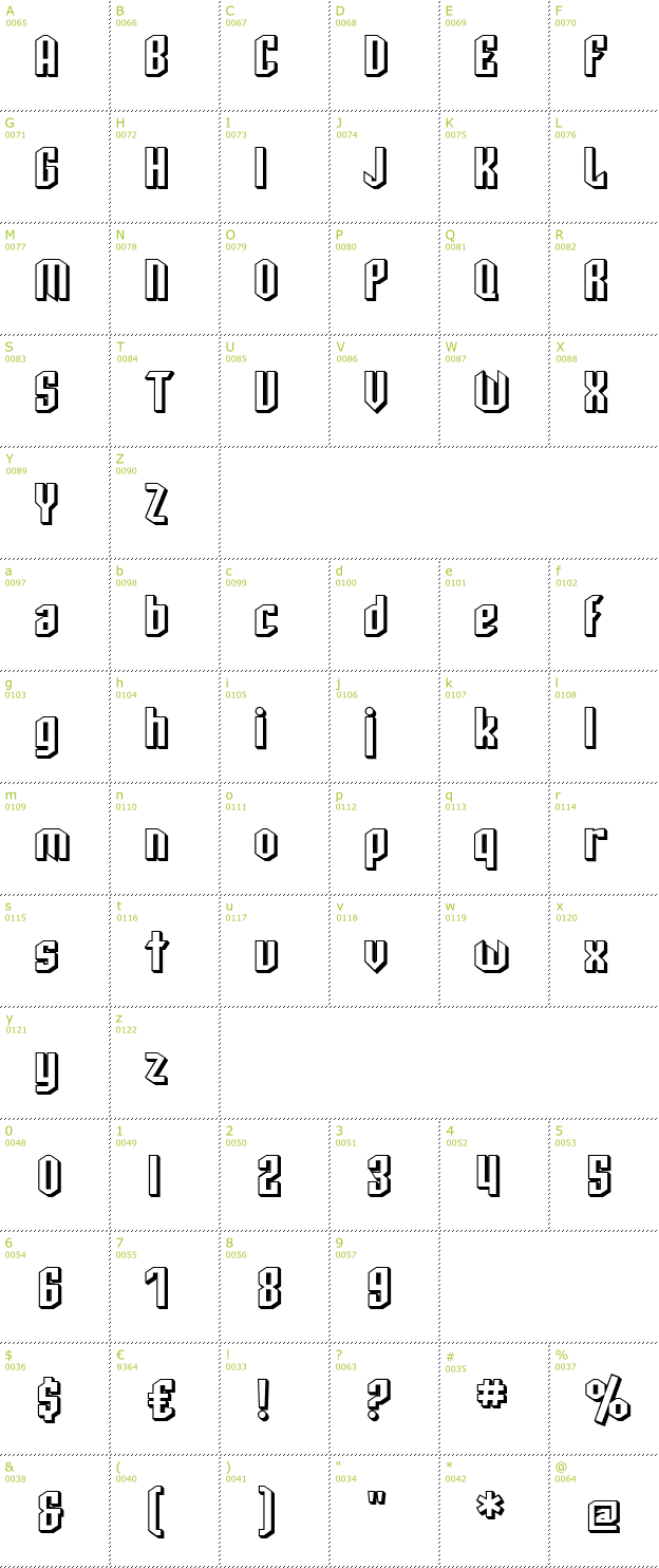 Character Mini-Map: SF Archery Black Shaded font