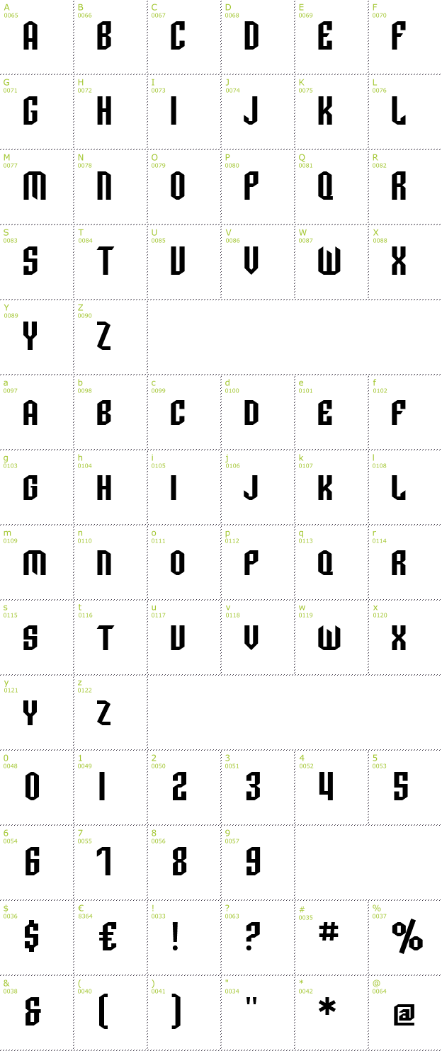 Character Mini-Map: SF Archery Black SC font