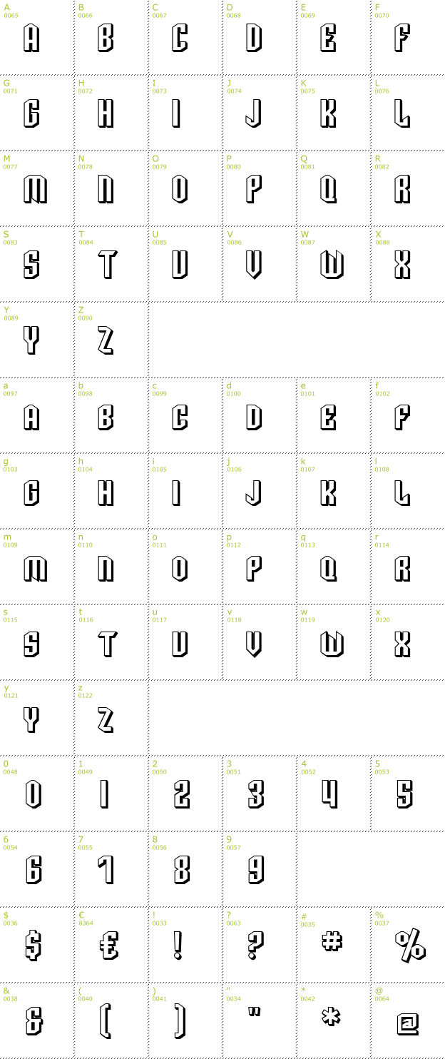 Character Mini-Map: SF Archery Black SC Shaded font