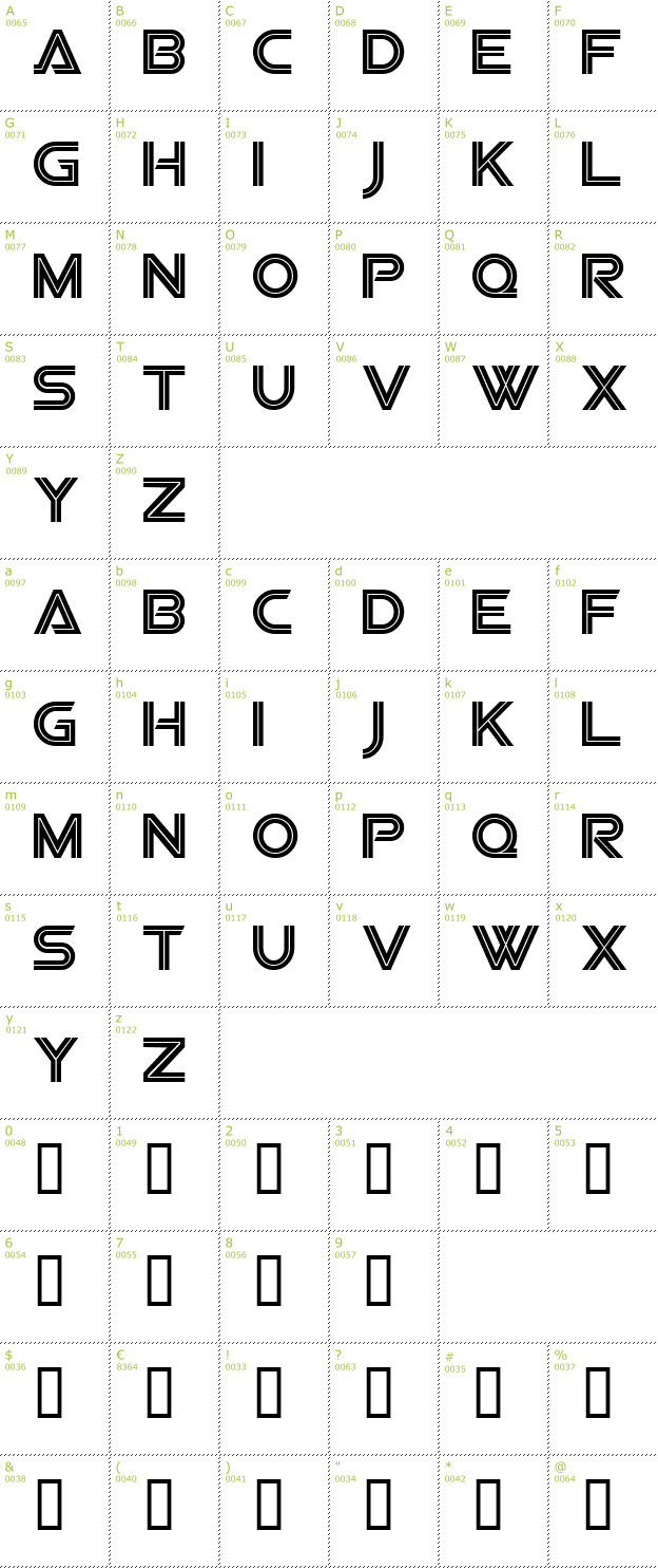 Character Mini-Map: Viper Squadron font
