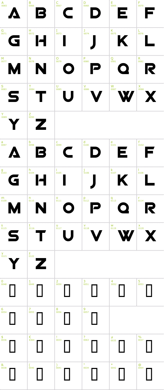 Character Mini-Map: Viper Squadron Solid font