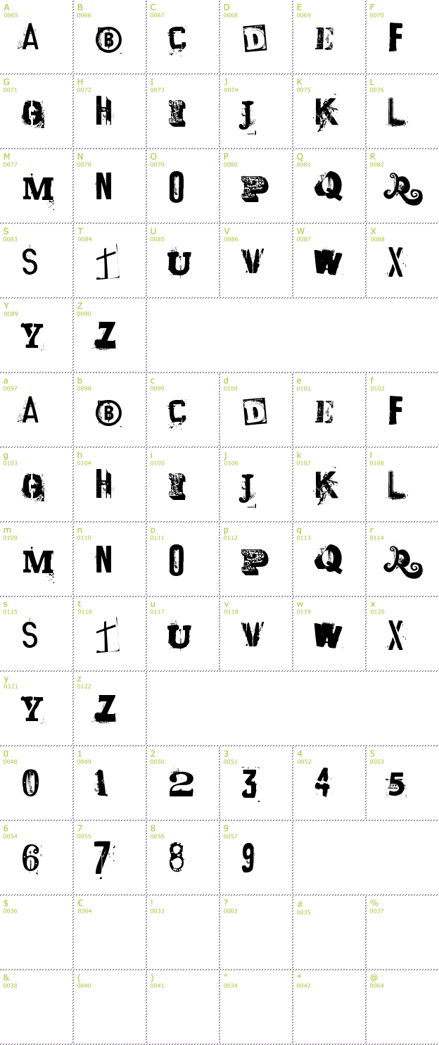 Character Mini-Map: Laundromat 1967 font