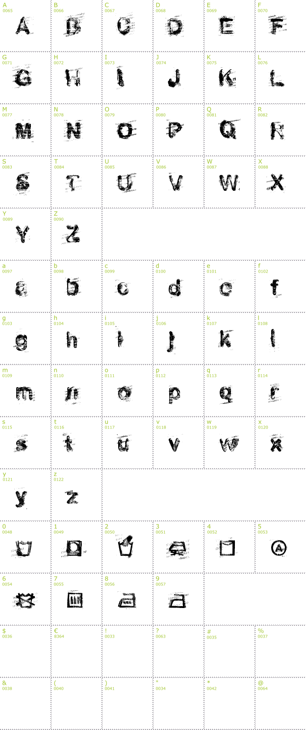 Character Mini-Map: Stoned Wash 6 font