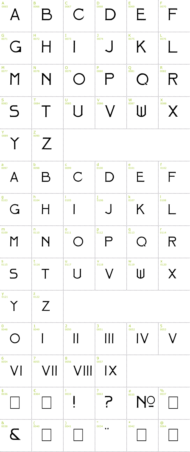 Character Mini-Map: Mosaic Solid font