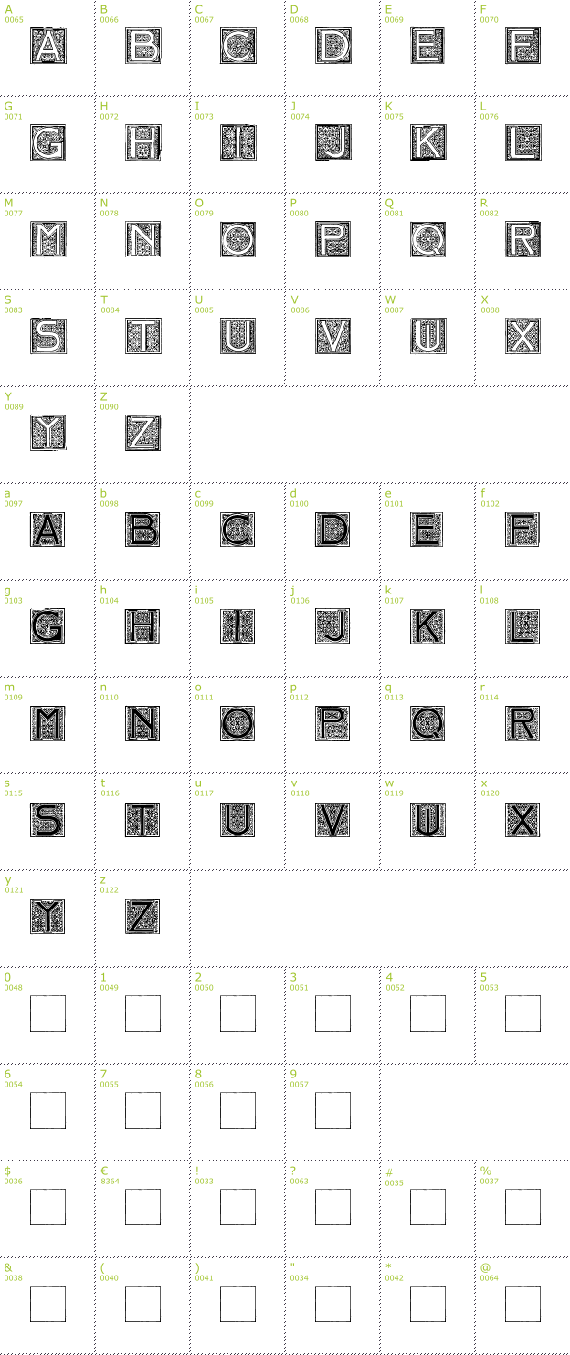 Character Mini-Map: Mosaic Initials font