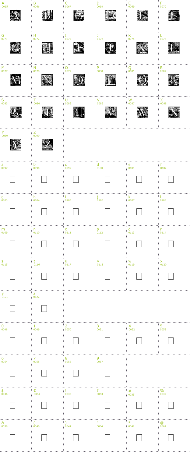 Character Mini-Map: Mysterious Voyage font