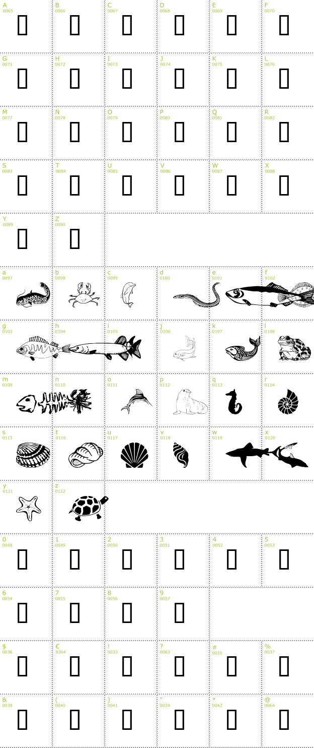 Character Mini-Map: WM Aquatic 1 font