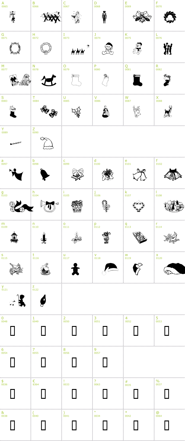 Character Mini-Map: WM Christmas 2 font