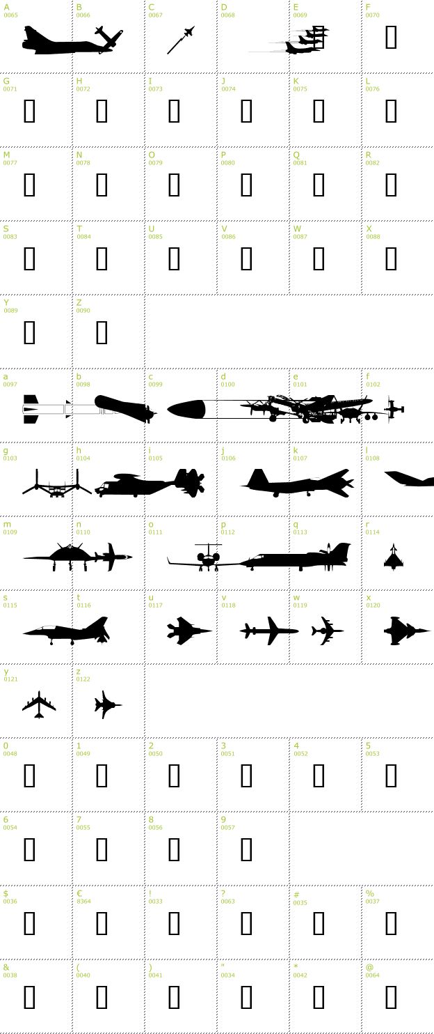 Character Mini-Map: WM Military 1 font