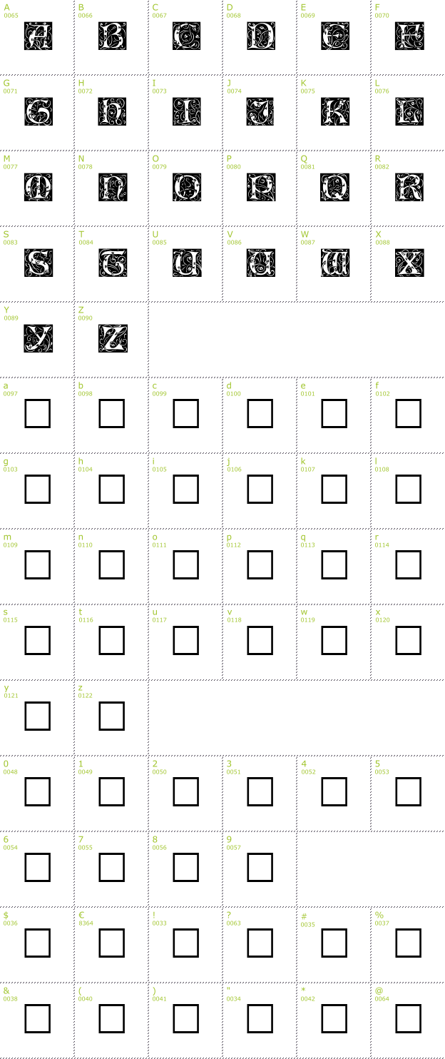 Character Mini-Map: Eileen Caps font