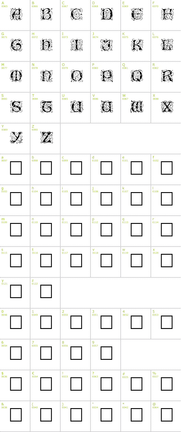 Character Mini-Map: Eileen Caps 2 font