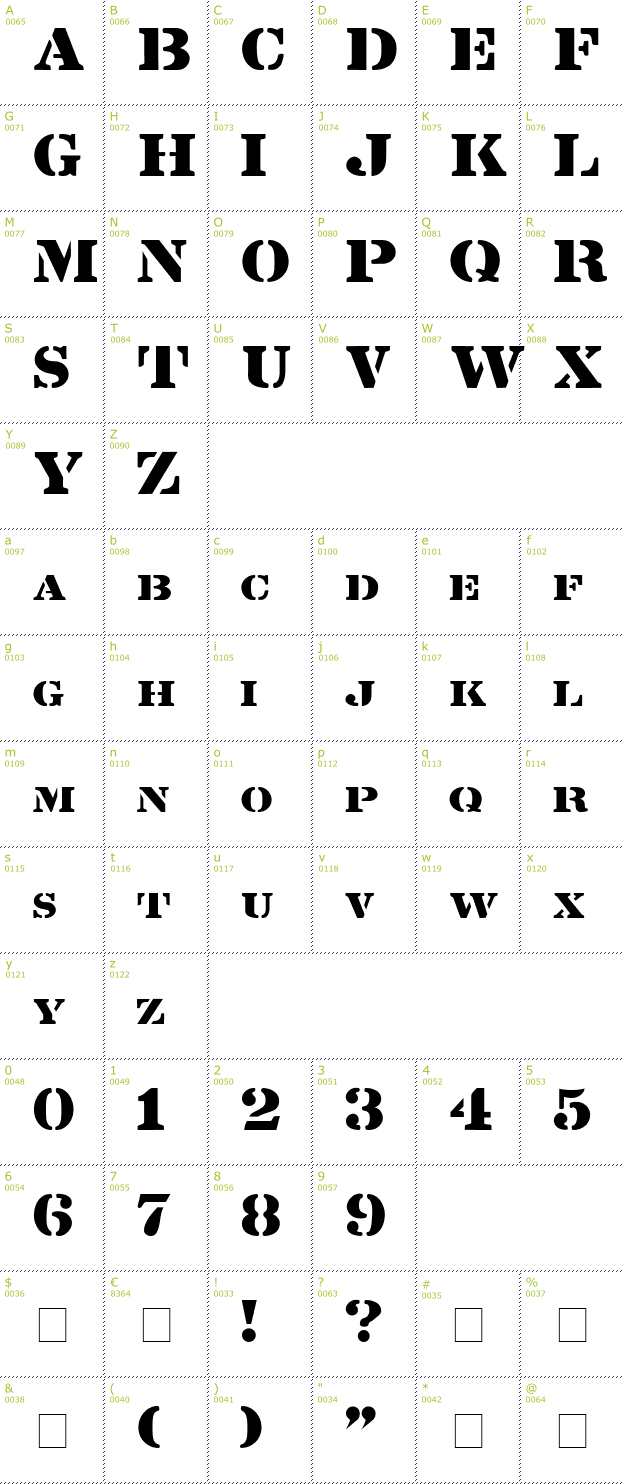 Character Mini-Map: Lintsec font