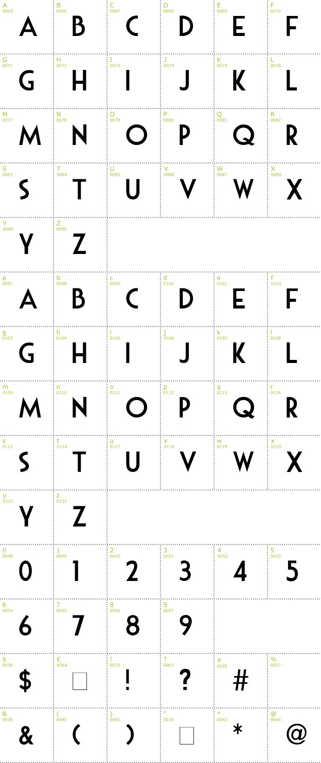 Character Mini-Map: Mouse Deco font