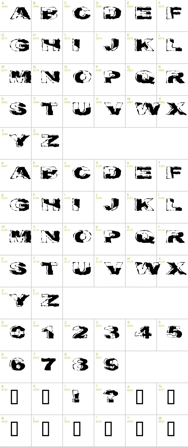 Character Mini-Map: Crackaddict font