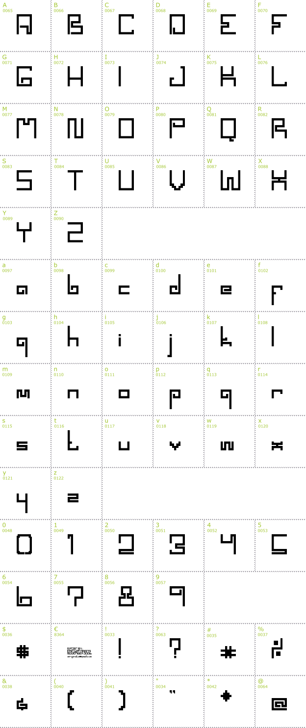 Character Mini-Map: Spaceworm font