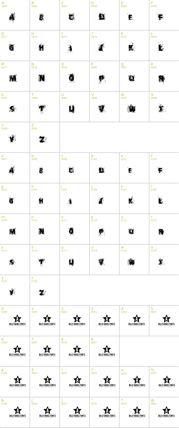 Character Mini-Map: Black Oak font