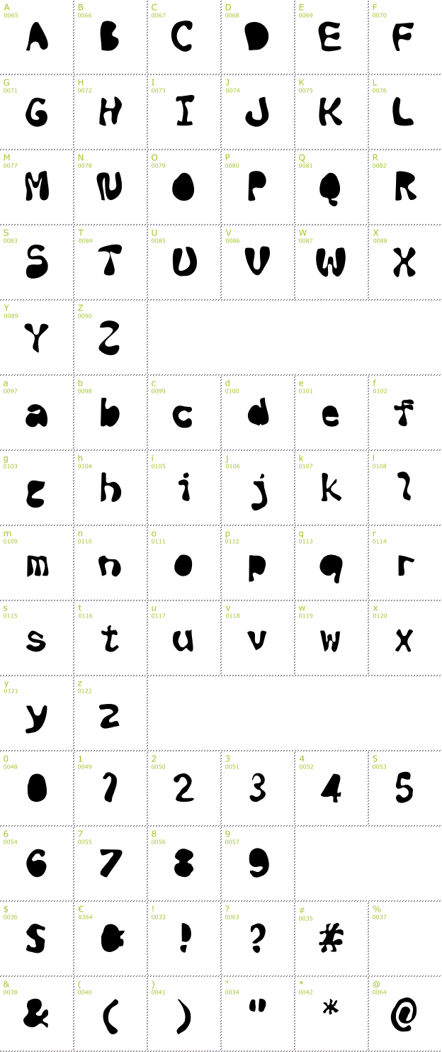 Character Mini-Map: Black ink font