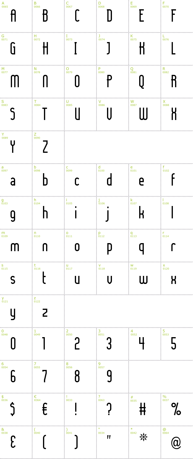 Character Mini-Map: Lady Ice font