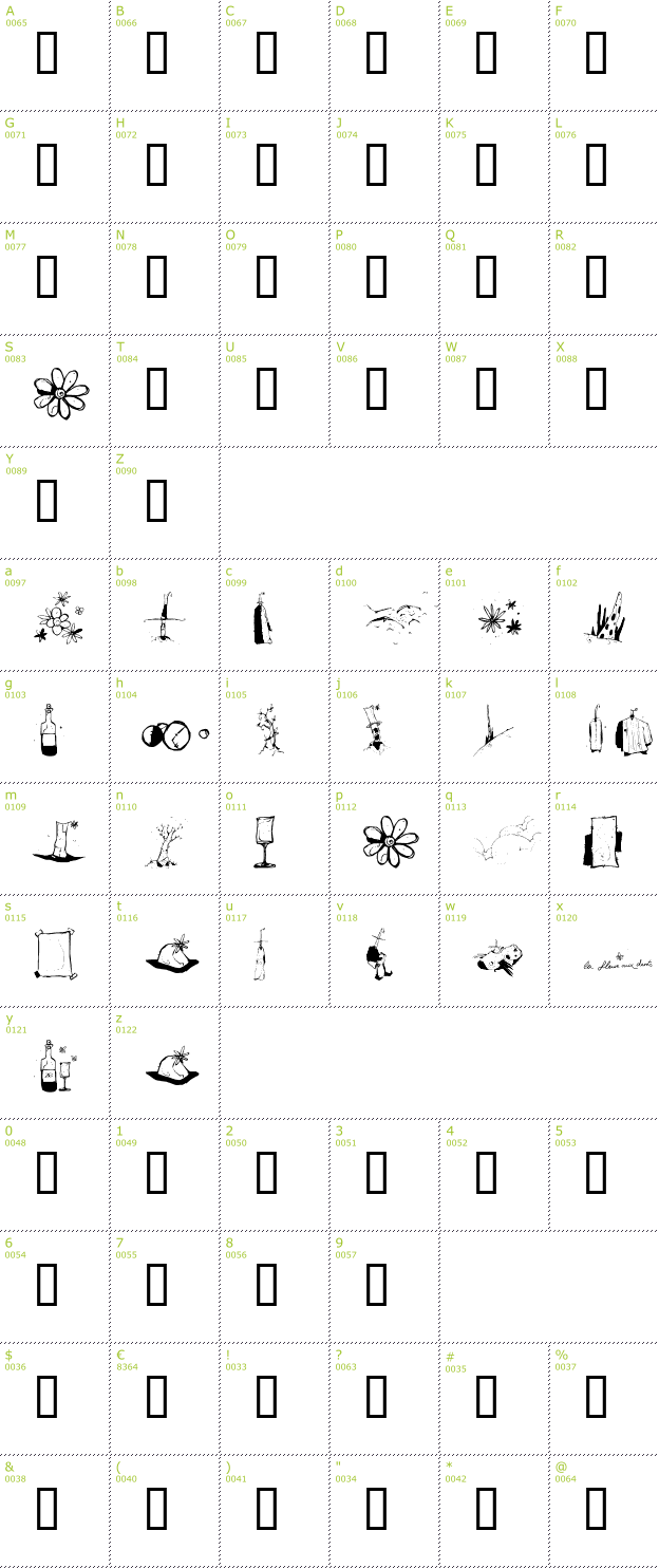 Character Mini-Map: Fleur Aux Dents font