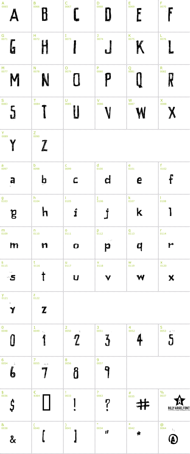 Character Mini-Map: Peixe Frito font