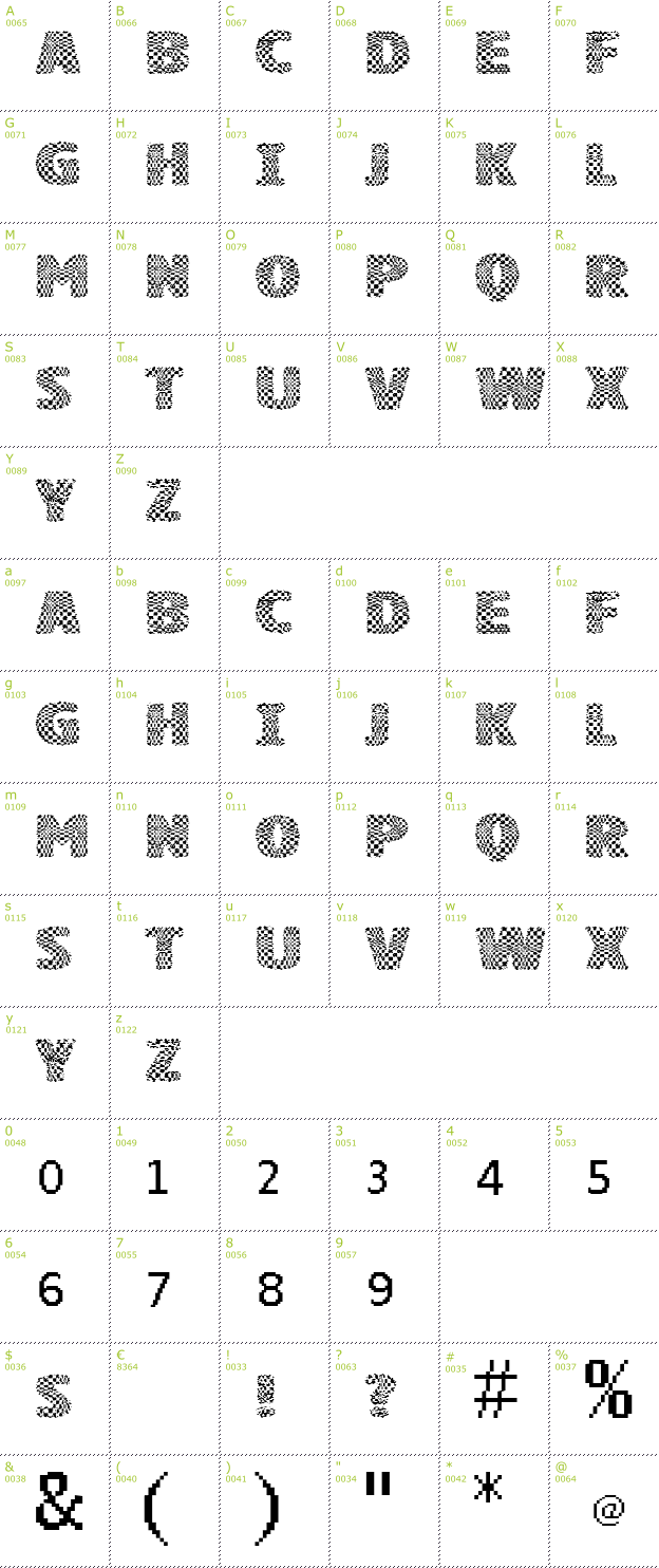 Character Mini-Map: VTKS Squares font