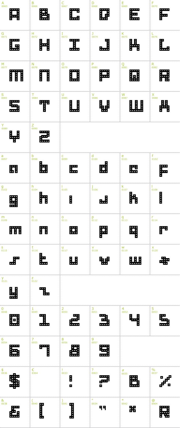 Character Mini-Map: Drid Herder Bitmap font