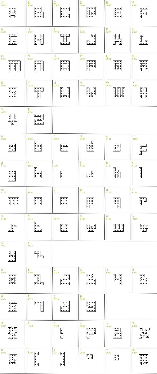 Character Mini-Map: Drid Herder Outline font