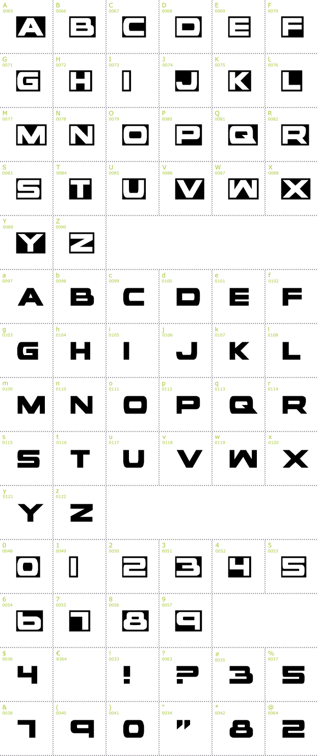 Character Mini-Map: Voxbox font