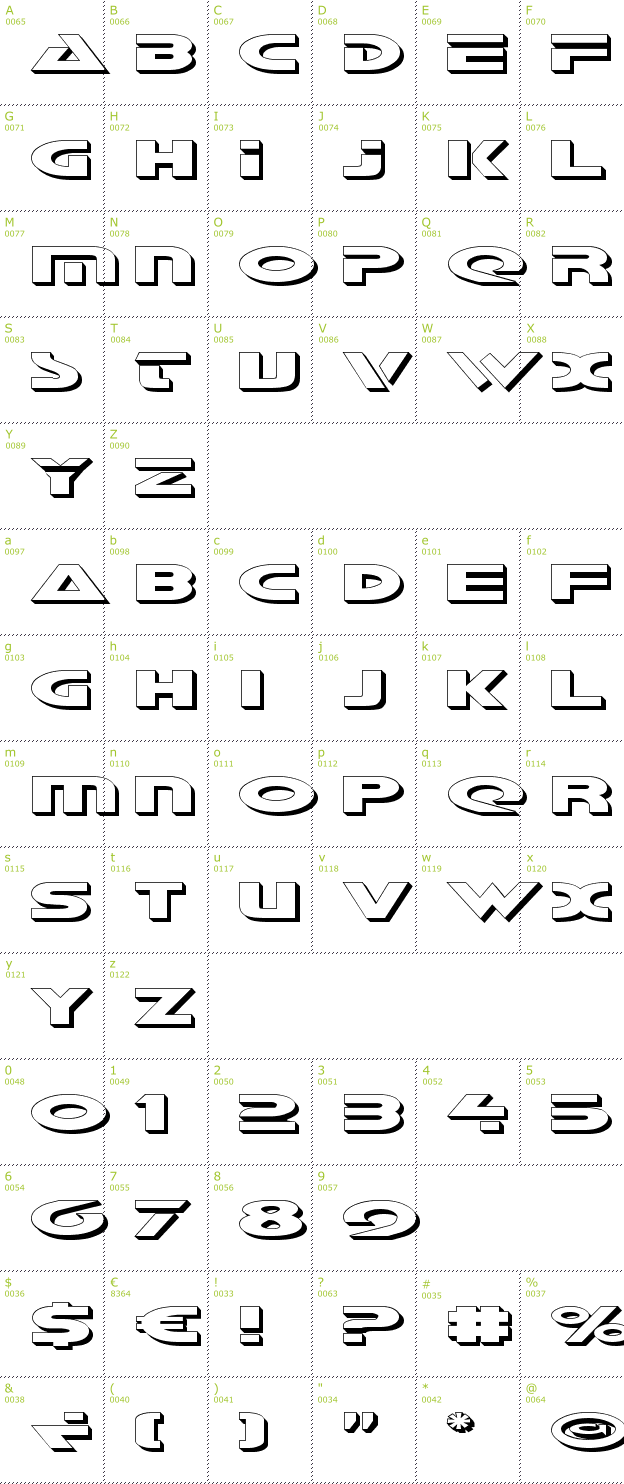 Character Mini-Map: Galant Shadow font