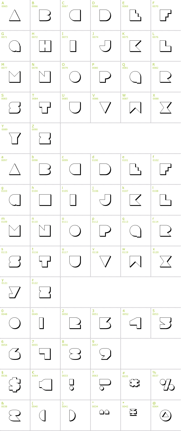 Character Mini-Map: Disco Deck Shadow font