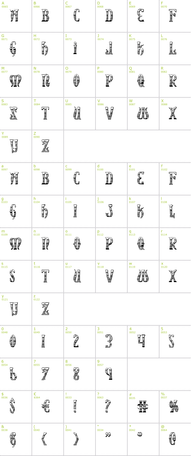 Character Mini-Map: Xiphos Gradient Castle font