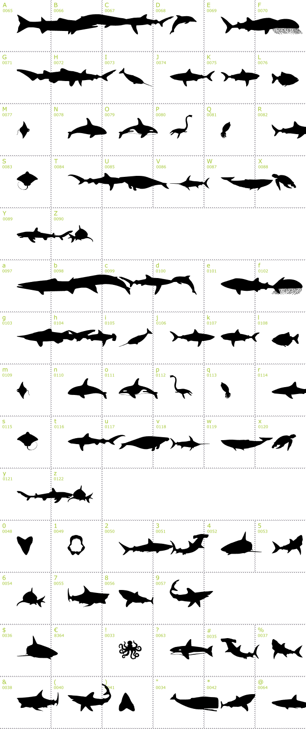 Character Mini-Map: Giants of the Sea font
