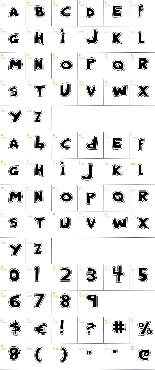 Character Mini-Map: Crappity-Crap-Crap Pro font