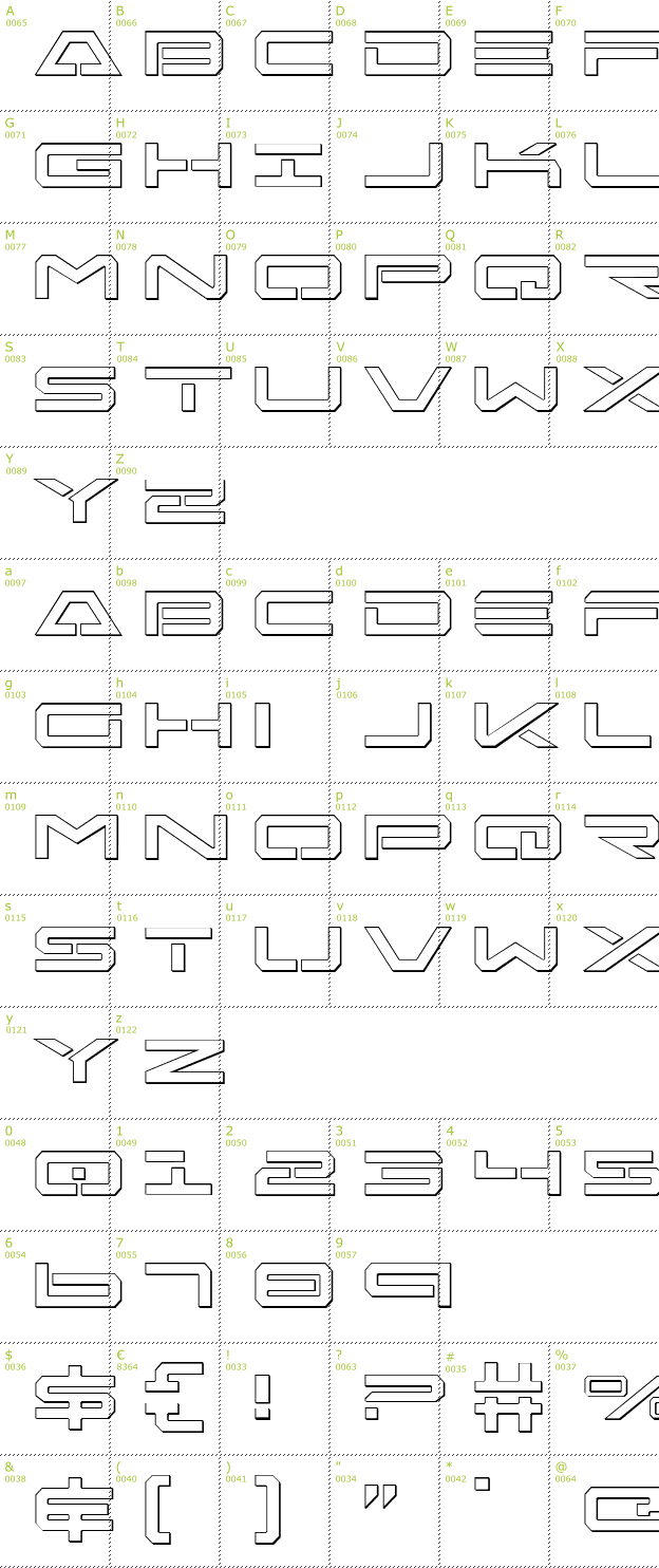 Character Mini-Map: Free Agent 3D font