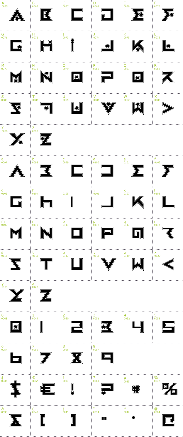 Character Mini-Map: Iron Cobra Pro font