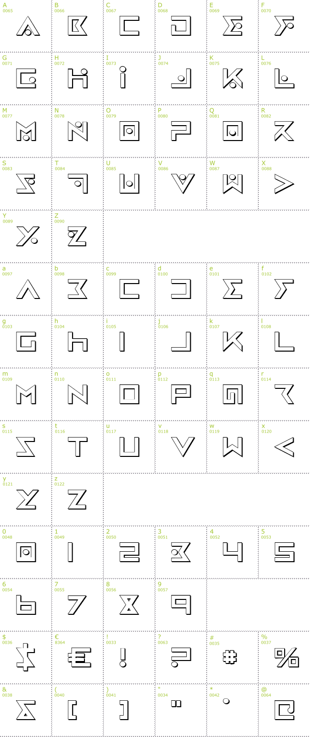 Character Mini-Map: Iron Cobra 3D font
