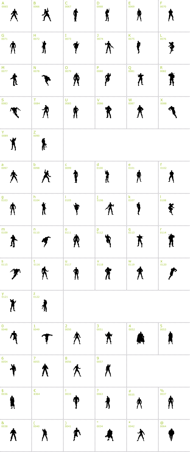 Character Mini-Map: Action Men font