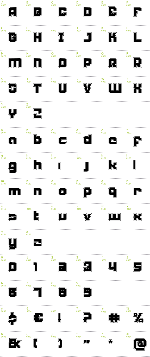 Character Mini-Map: Weaponeer Academy font